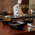 Melamine Black Square Bowl 250mm for Buffet Displays