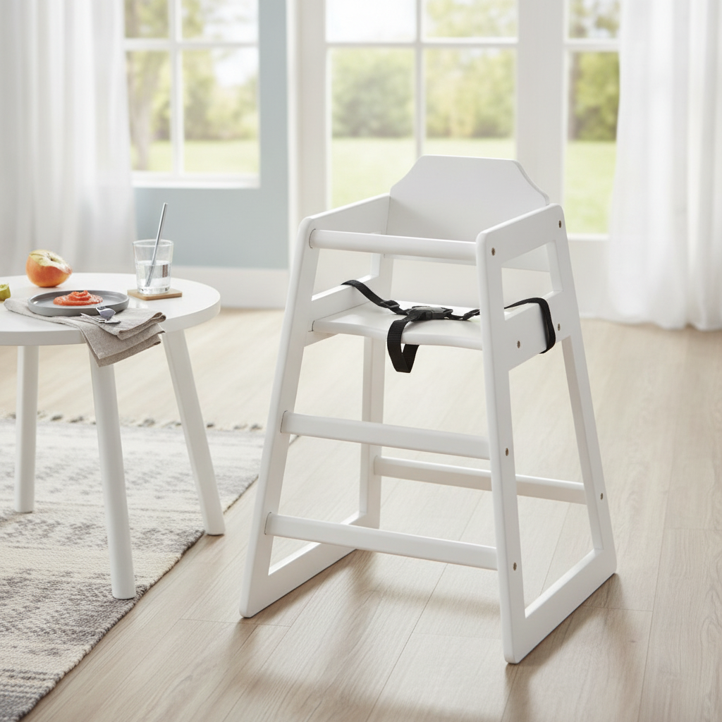 Wooden High Chair Antique White 750x510mm for Child-Friendly Dining