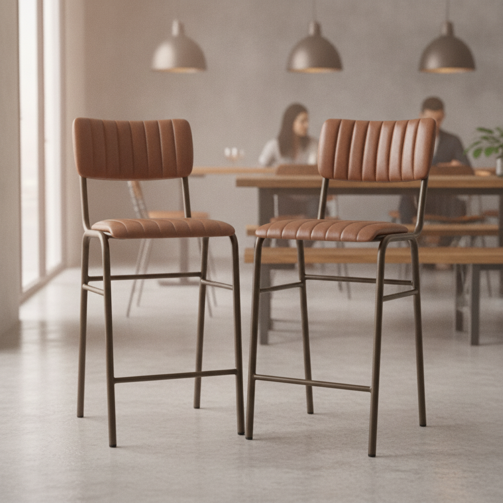 Metal Vintage Tan Stacking Bar Stools 1000mm for Restaurants & Cafés (Pack of 2)