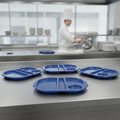Polypropylene Blue Compartment Food Tray for Schools & Care Homes