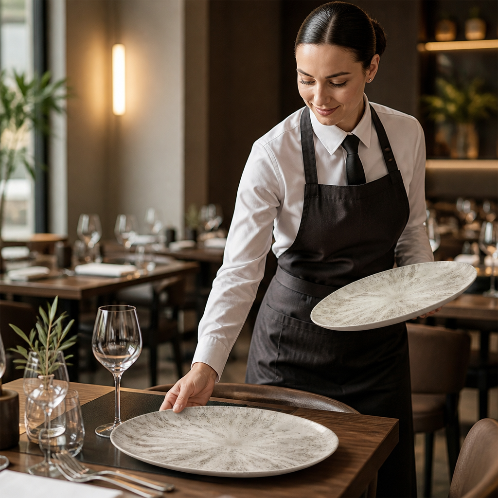 Oval Plates Grey Vitrified Ceramic for Hospitality (Pack of 12)