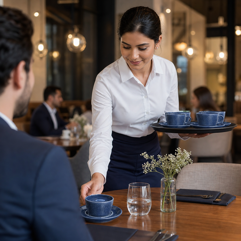 Saucers Blue Vitrified Ceramic for Dining Tables (Pack of 6)