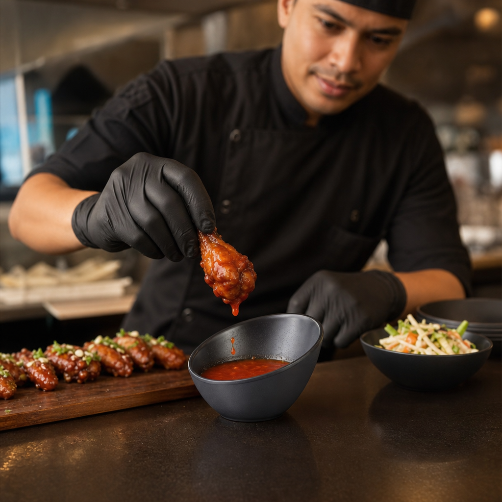 Round Sloped Dipping Pot 80ml Melamine for Serving Sauces