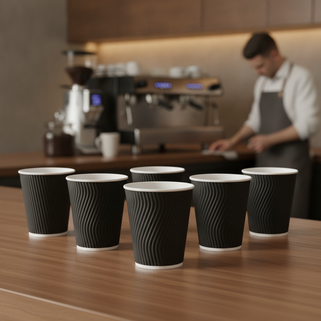 Cardboard Black Coffee Cups 340ml for Takeaway Drinks (Pack of 500)