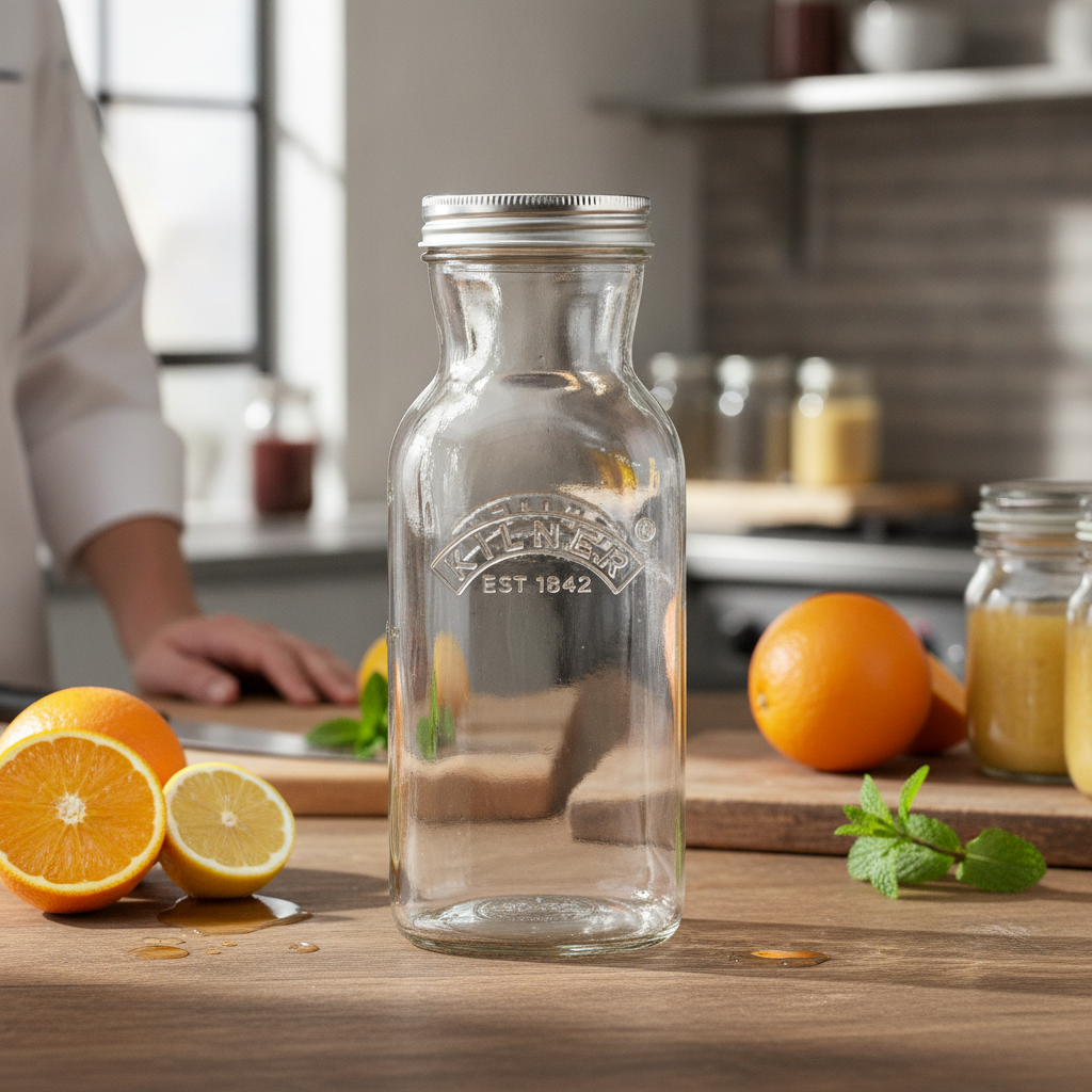 Glass Juice and Sauce Bottle 1000ml for Food Storage