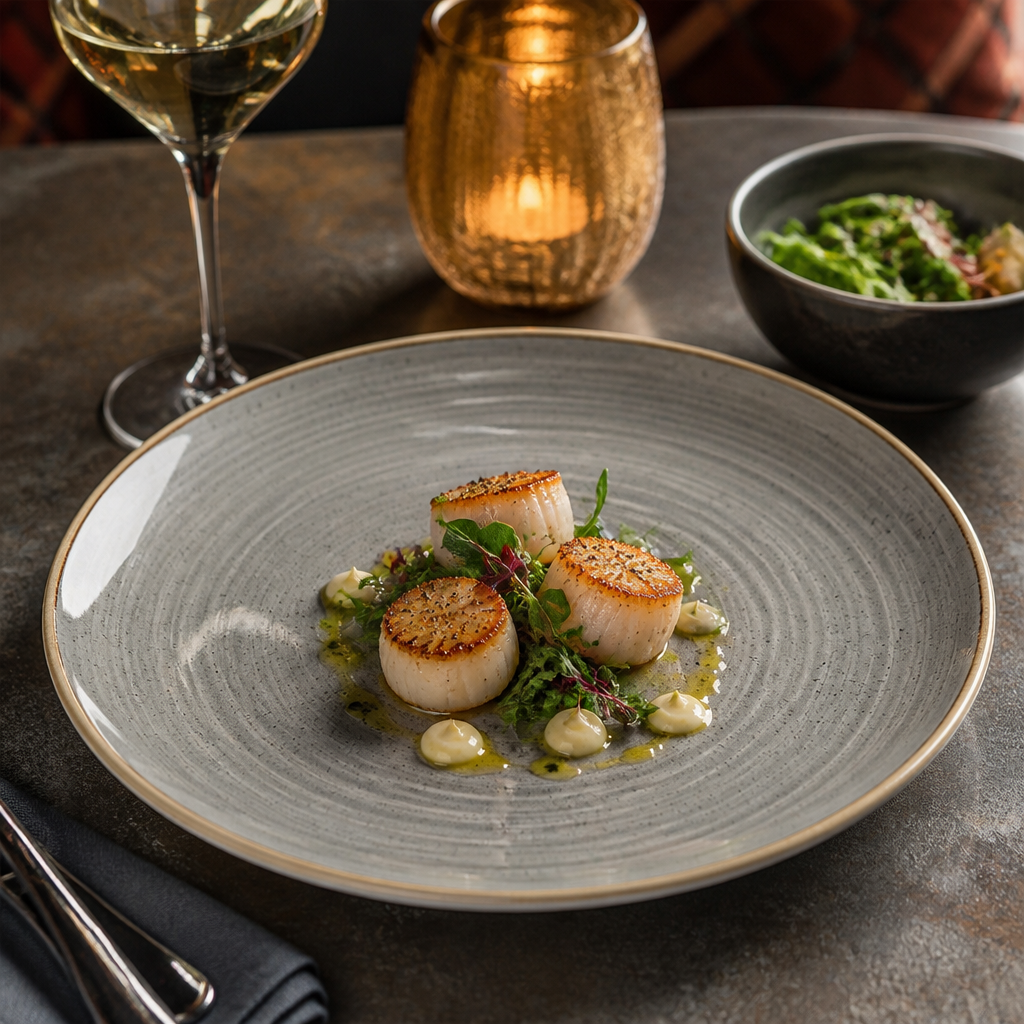 Round Coupe Plates Grey Vitrified Ceramic for Serving Starters (Pack of 12)