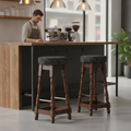 Rubber Wood High Bar Stools with Black Diamond Seat 770mm for Pubs & Cafés (Pack of 2)
