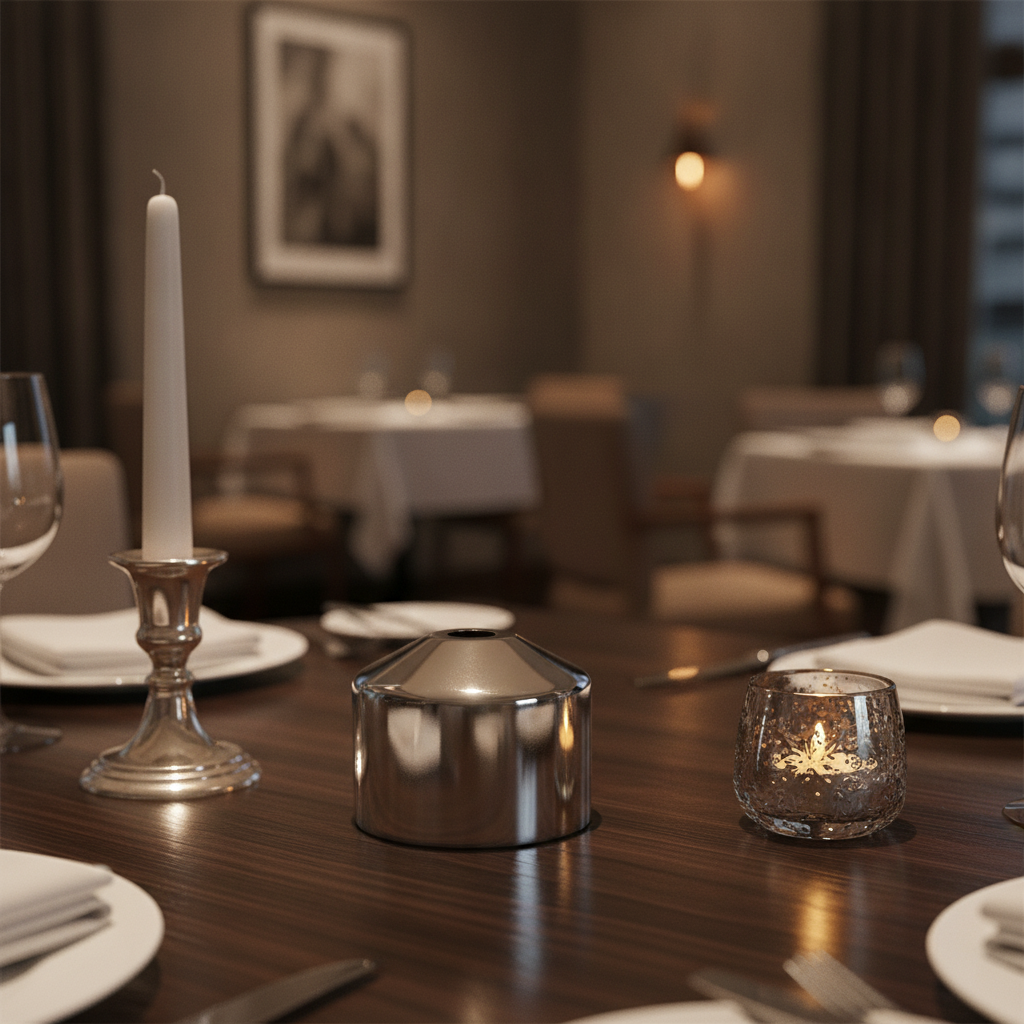 Polished Chrome Midsize Candle Cover 110mm for Elegant Dining
