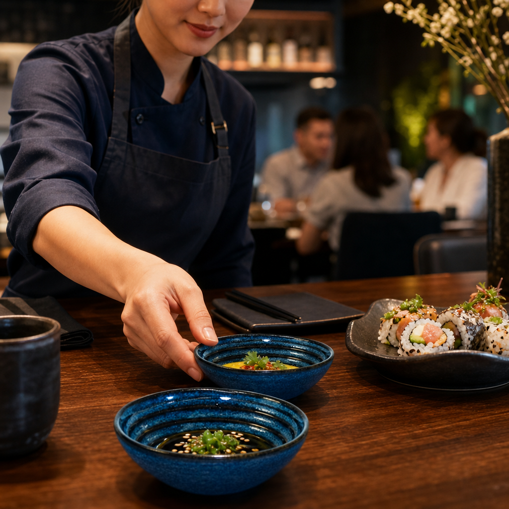 Ripple Dip Dishes 113mm Blue Porcelain for Event Dining (Pack of 12)
