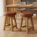 Rubber Wood Low Stools with Deep Padded Seat 475x335mm for Dining Spaces (Pack of 2)