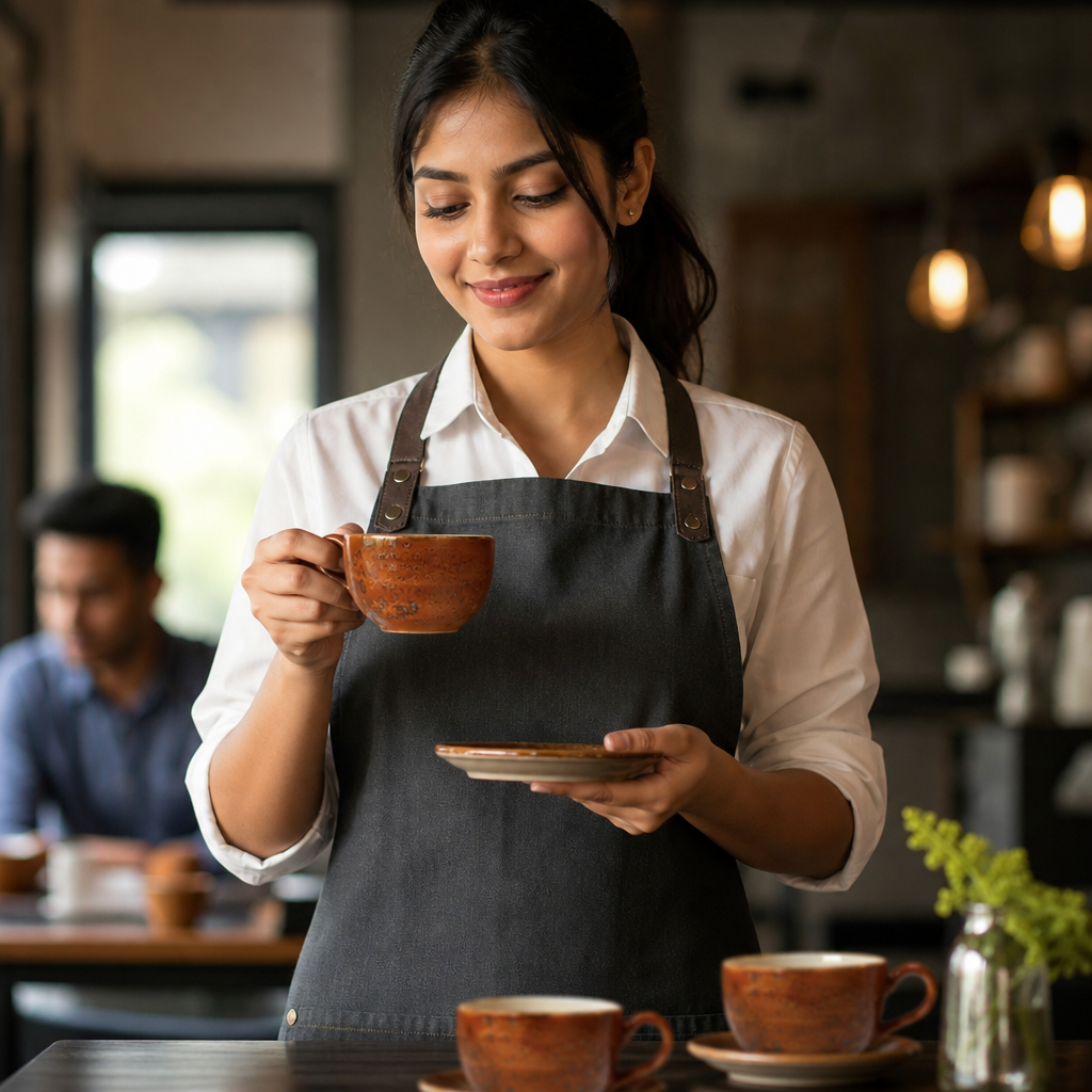 Terracotta Low Cups 85ml in Alumina Vitrified Ceramic for Cafés & Restaurants (Pack of 36)