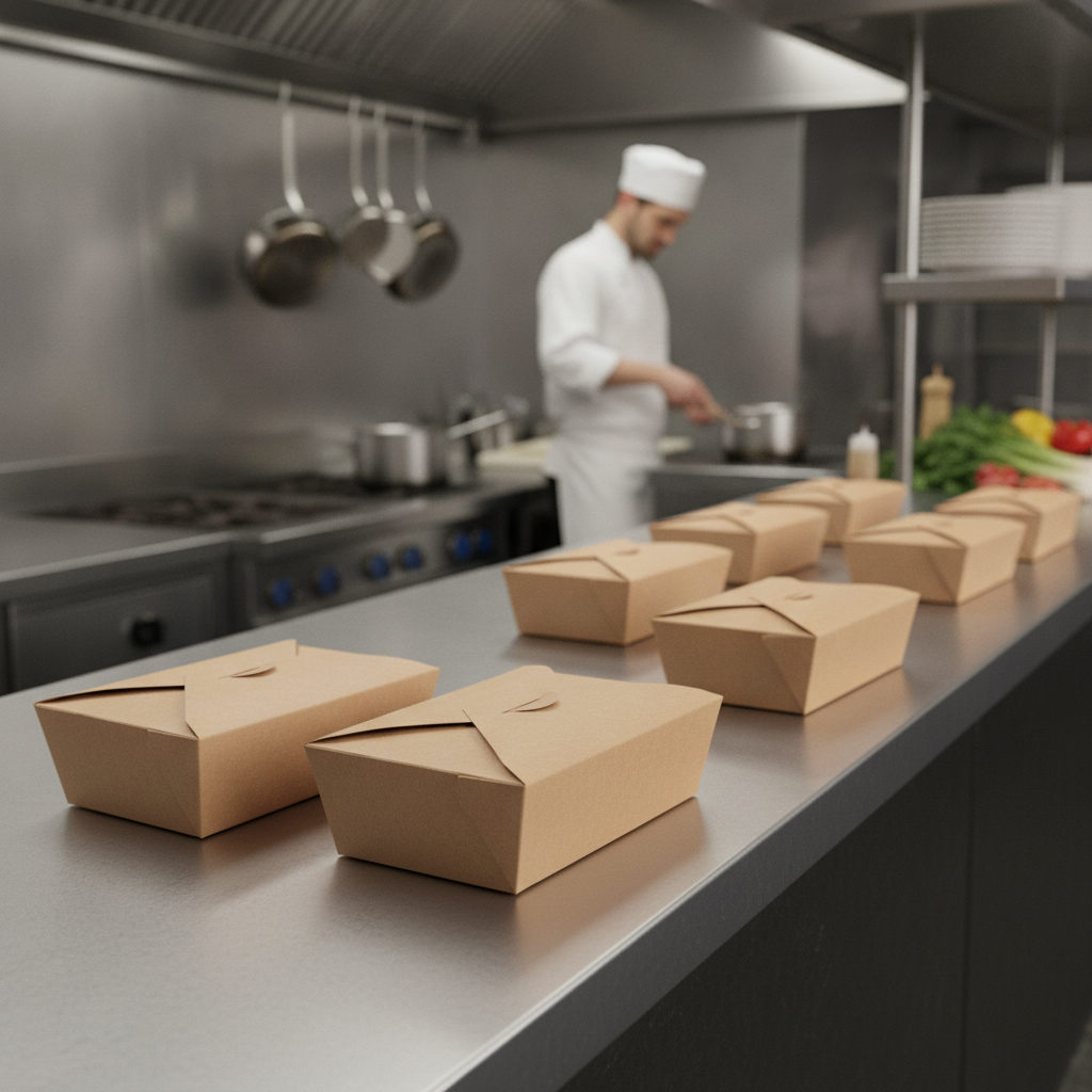 Compostable Cardboard Food Cartons 1800ml for Catering (Pack of 200)