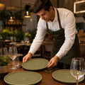 Olive Alumina Stack Plates Green Vitrified Ceramic for Casual Dining (Pack of 12)