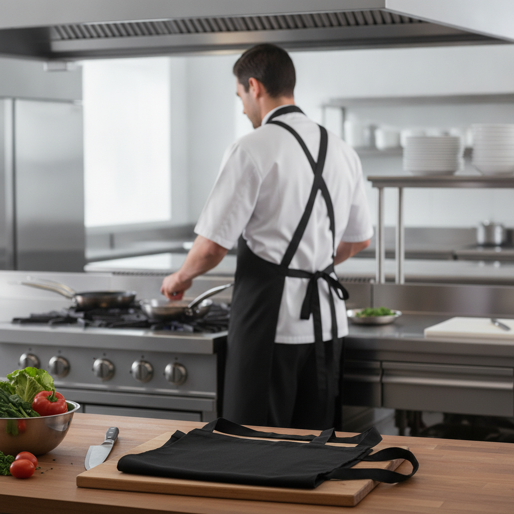 Polycotton Black Bib Aprons for Kitchen Use (Pack of 2)