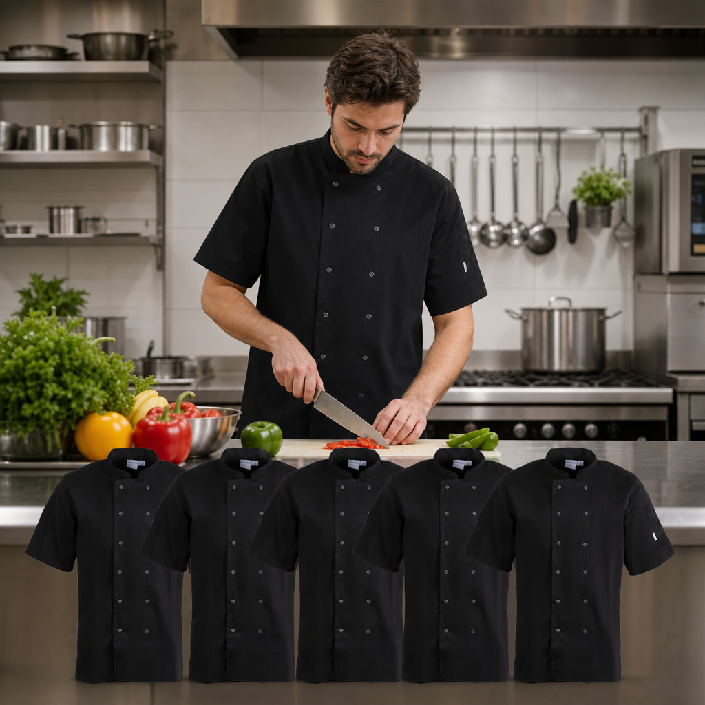 Unisex Black Chef Jackets Multipack for Commercial Kitchens