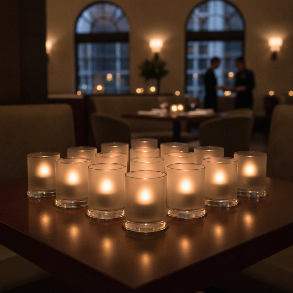 Satin Crystal Votive 76x92mm for Event Venues (Pack of 12)
