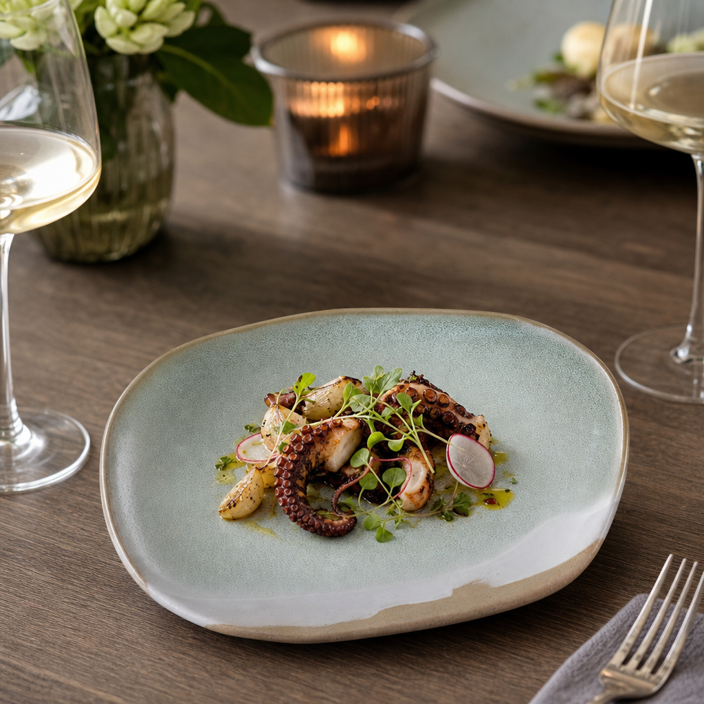 Vitrified Stoneware Reactive Glaze Plates 238x195mm for Dining Experiences (Pack of 12)