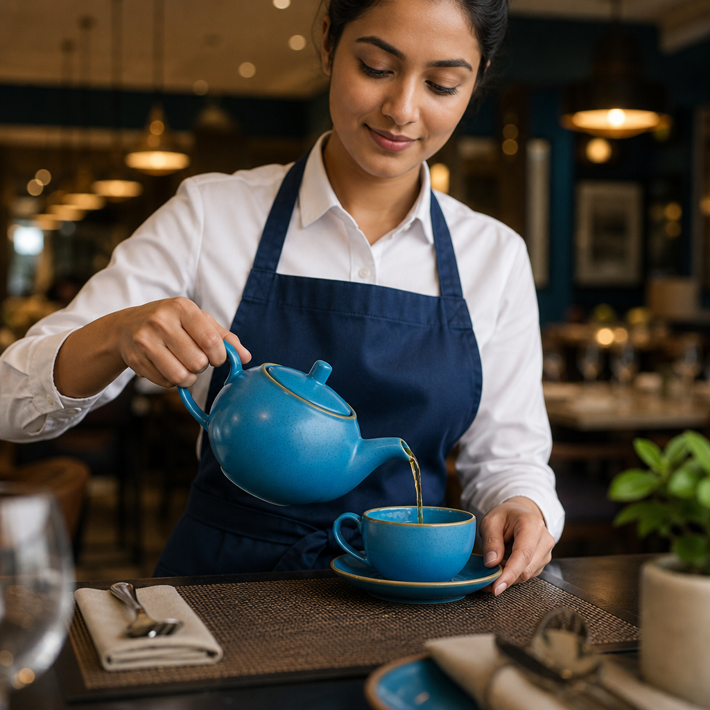 Java Blue Beverage Pots 443ml in Super Vitrified Ceramic for Beverage Service (Pack of 4)