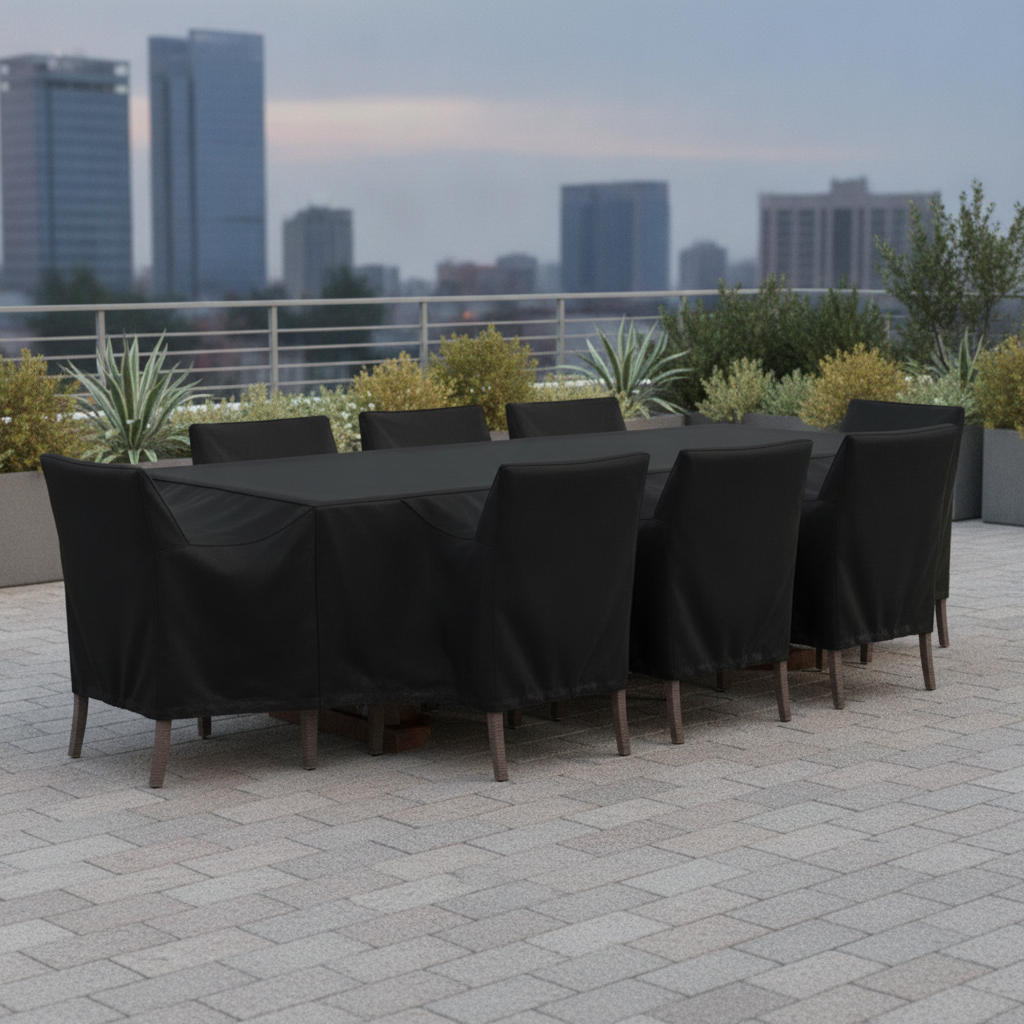 Weather-Resistant Polyester Rectangular Outdoor Chair & Table Cover 3100x1500mm for Patios & Restaurants