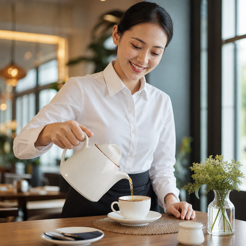 Alumina Vitrified Ceramic Beverage Pot 350ml for Tea & Coffee (Pack of 6)