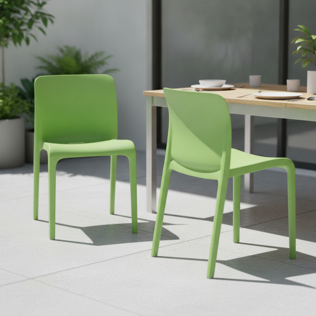 Polypropylene Bright Green POP Chairs 780x480mm for Indoor & Outdoor Use (Pack of 2)
