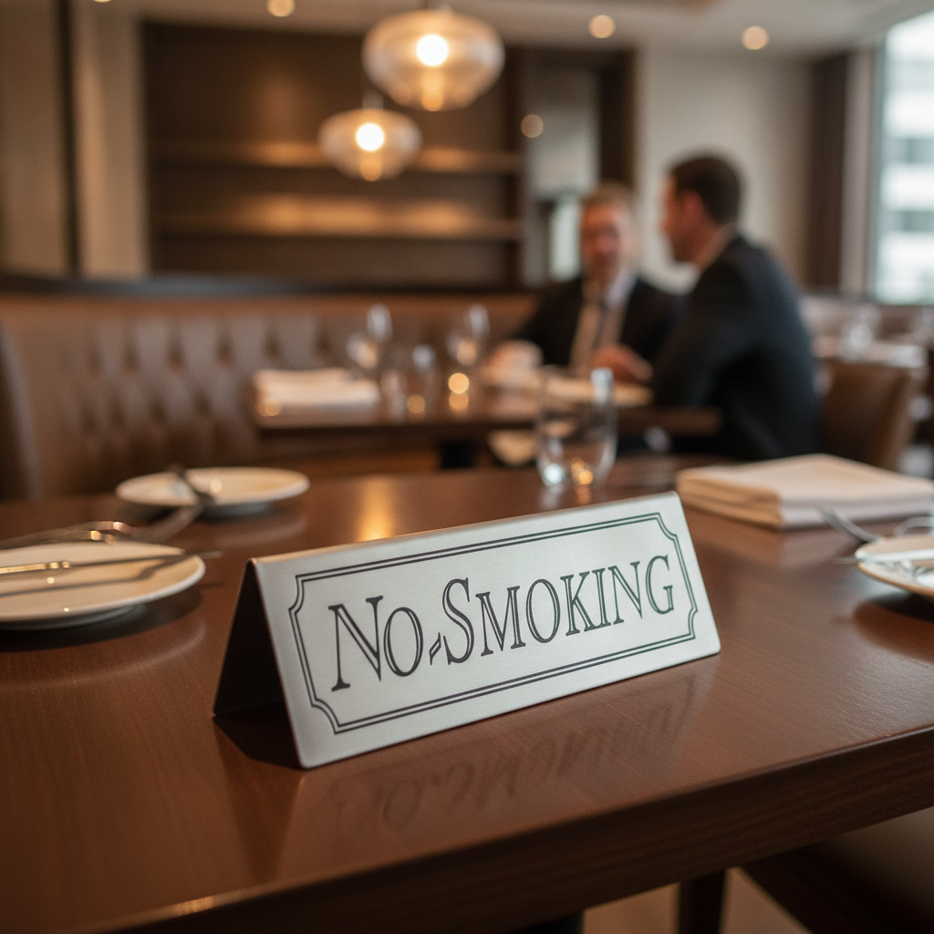 Stainless Steel No Smoking Sign 38x120mm for Public Spaces