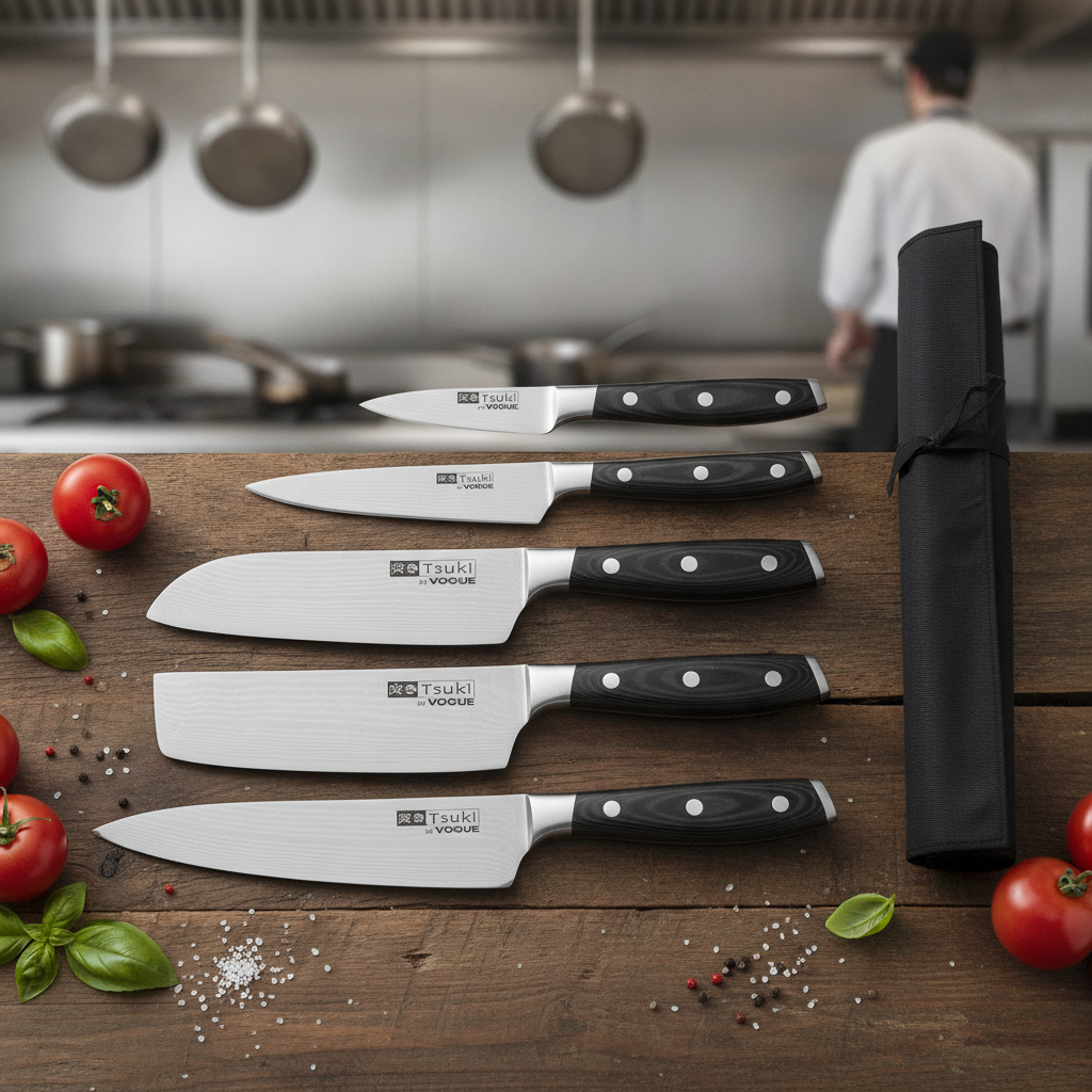 VG-10 Stainless Steel Damascus Knife Set for Culinary Professionals (Pack of 5)
