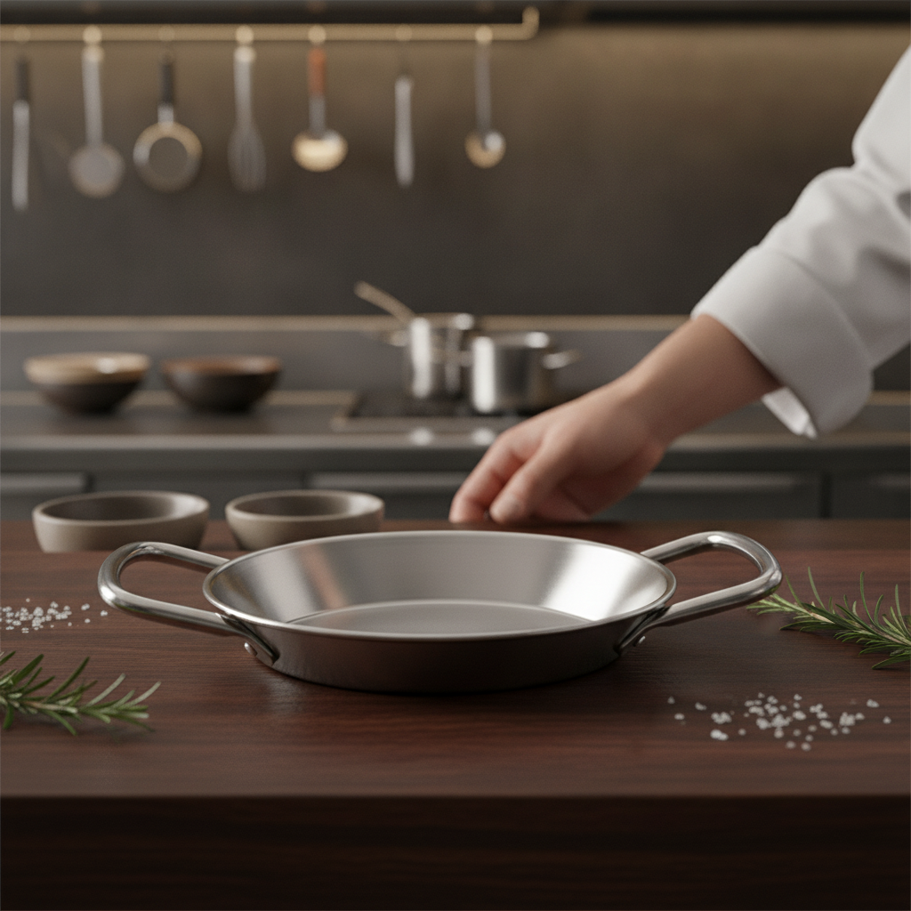 Stainless Steel Mini Paella Pan 120mm for Serving Dishes
