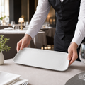 Shallow Oblong Trays 265mm White China for Contemporary Dining (Pack of 6)