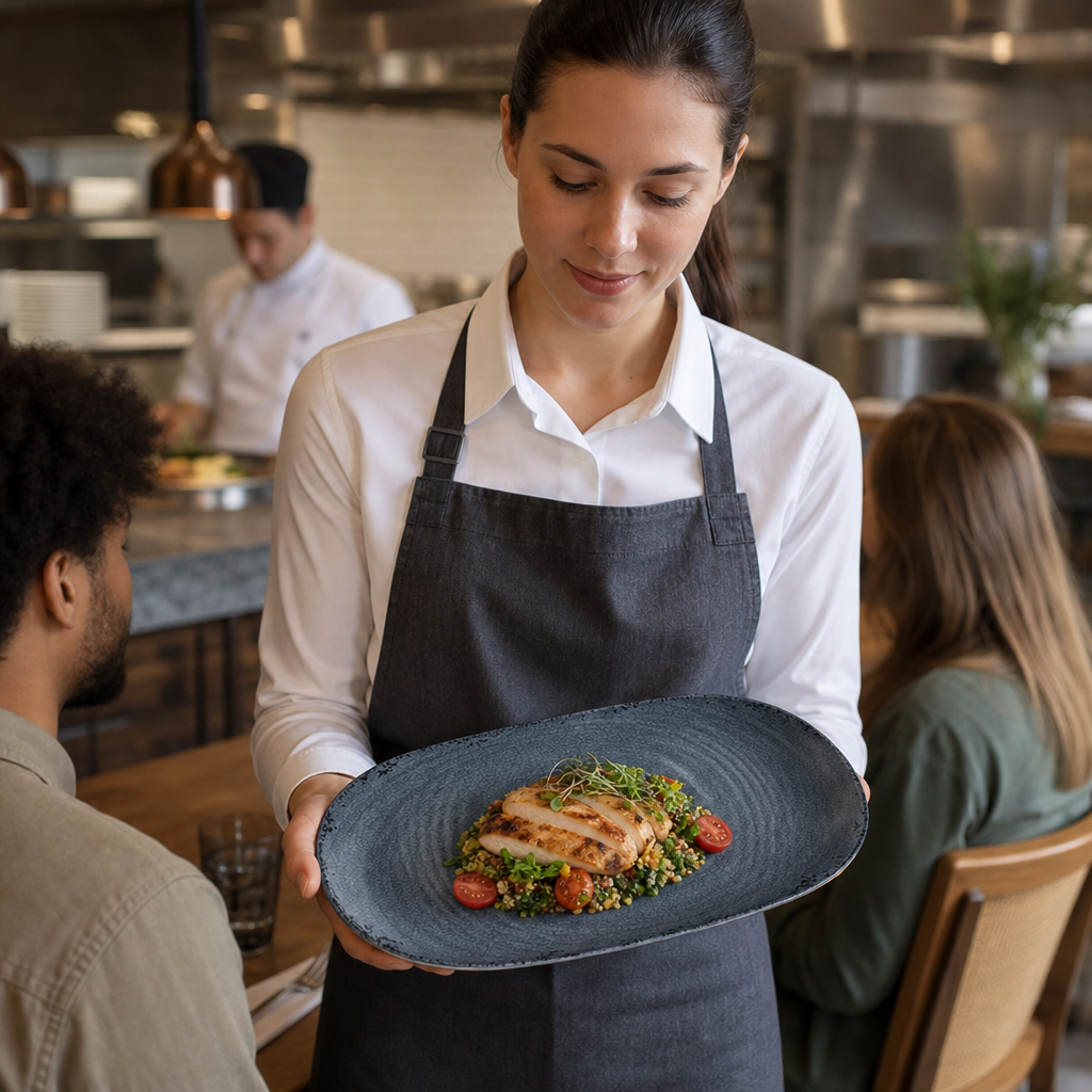 Slate Platter 355.6x203.2mm Melamine for Fast Casual Dining (Pack of 12)
