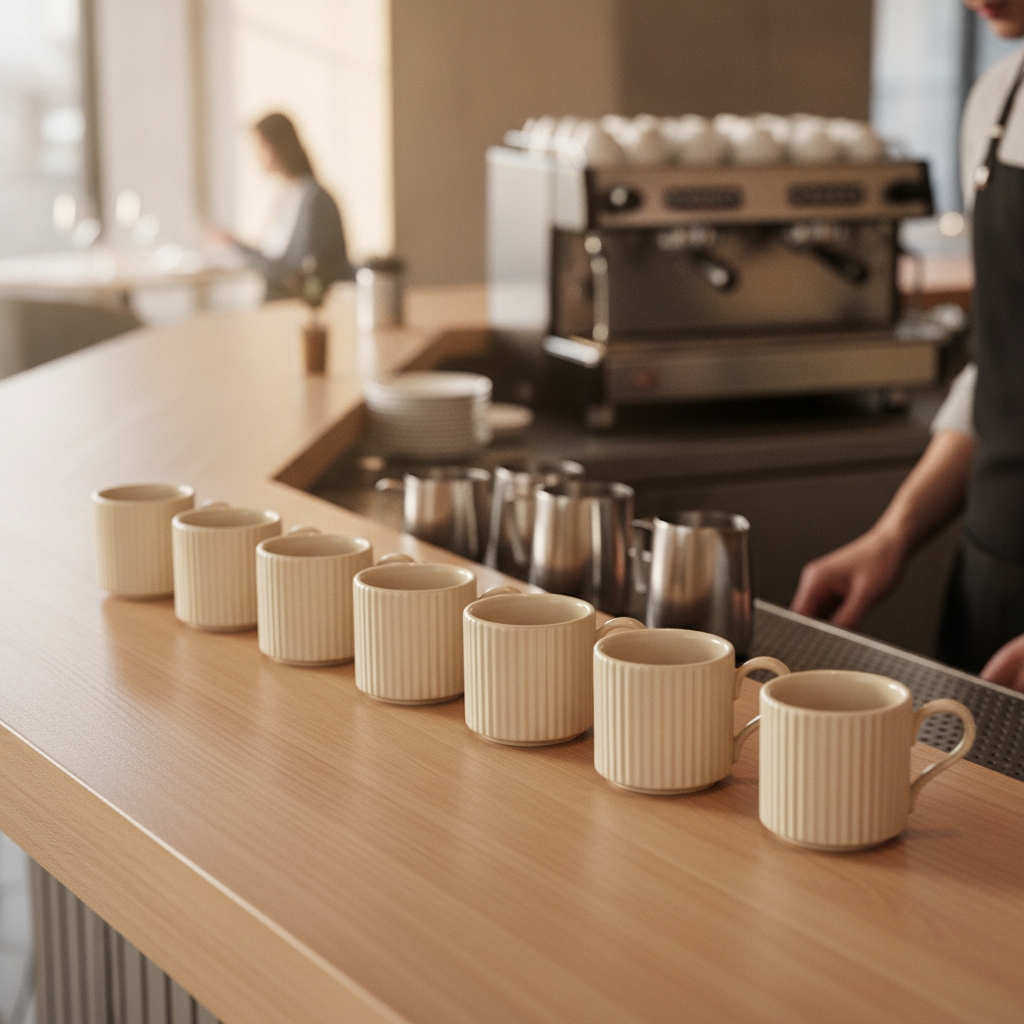 Porcelain Espresso Cups 80ml in Matt Sand for Hospitality (Pack of 6)
