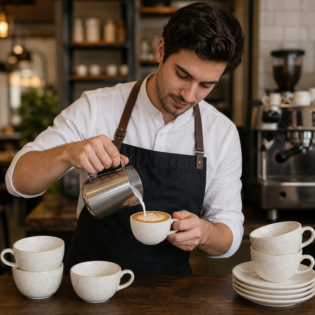 Round Cappuccino Cups 8oz in Super Vitrified Ceramic for Cafés (Pack of 12)