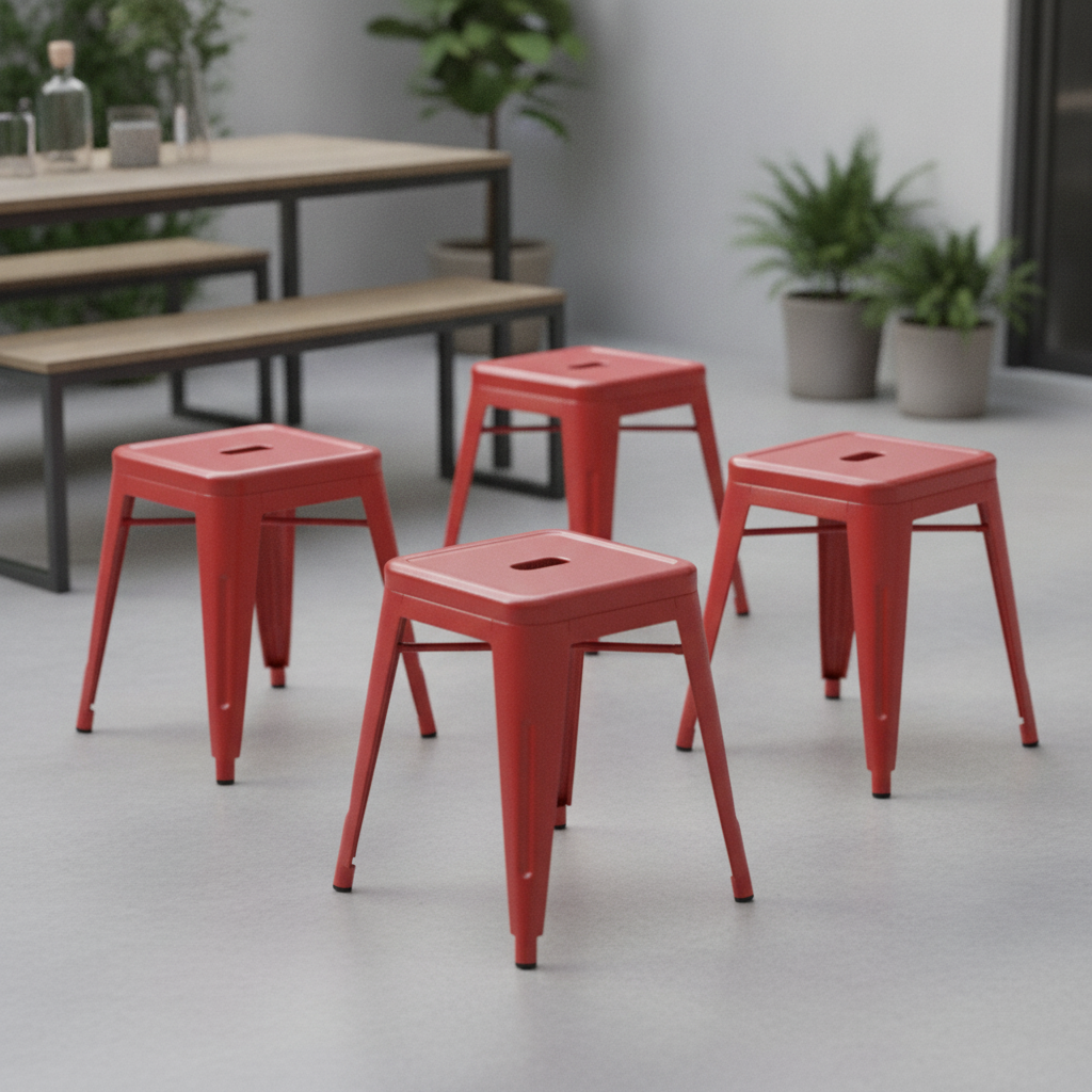 Galvanised Steel Low Stool 460x400mm for Indoor & Outdoor Use (Pack of 4)
