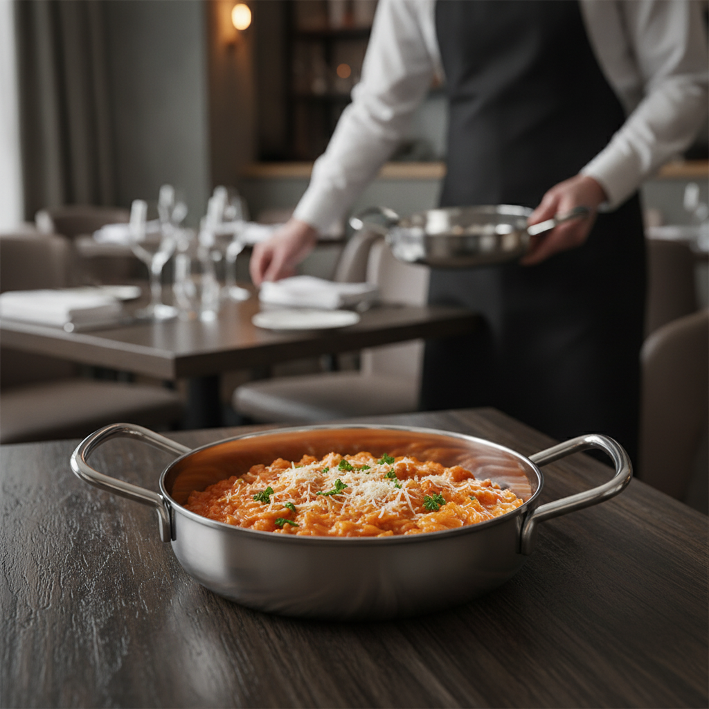 Stainless Steel Double Handle Serving Dish 125mm for Table Service