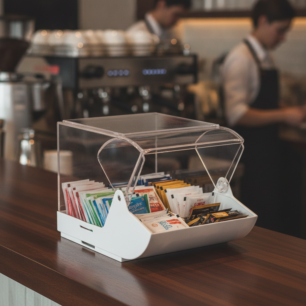 Acrylic Sachet Dispenser Box White 230x145mm for Restaurants & Cafés