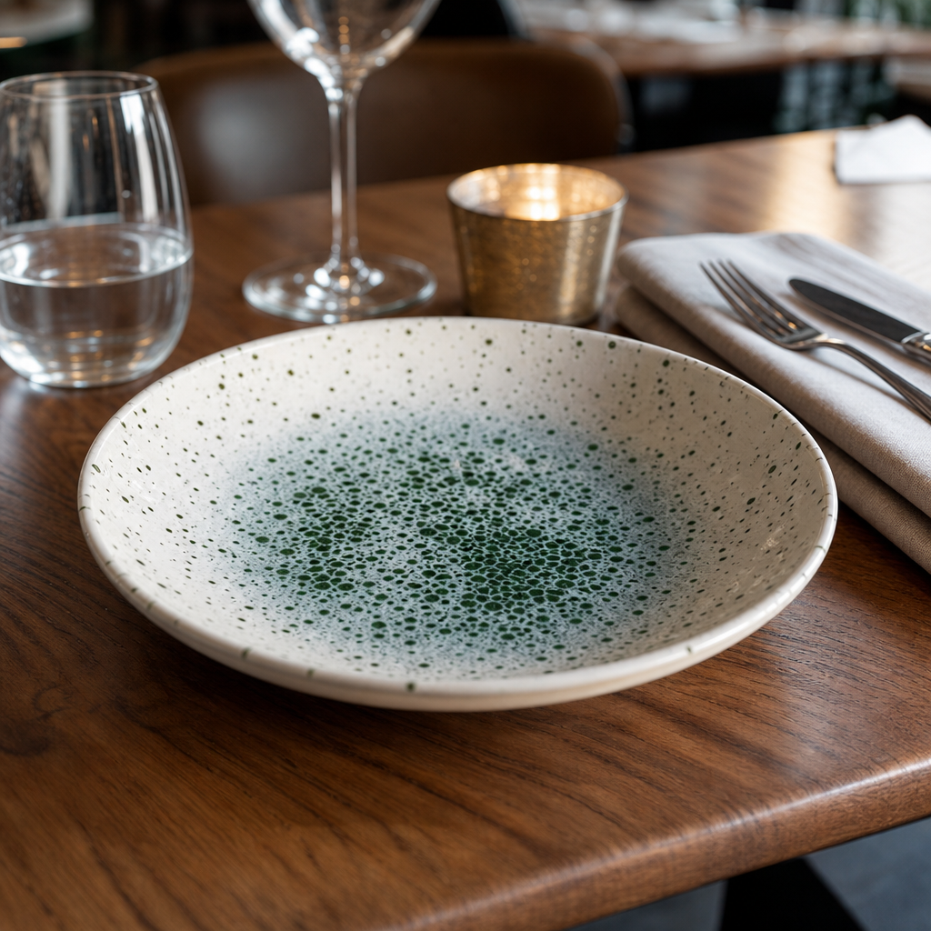Organic Round Bowls 253mm in Mineral Green for Elegant Dining