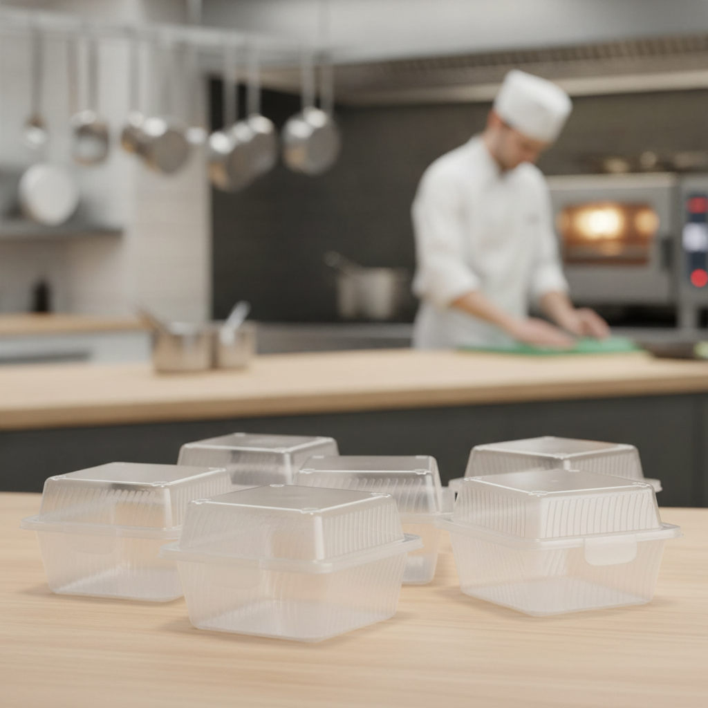 Clear Polypropylene Small Burger Boxes 500ml for Takeaway Use (Pack of 24)