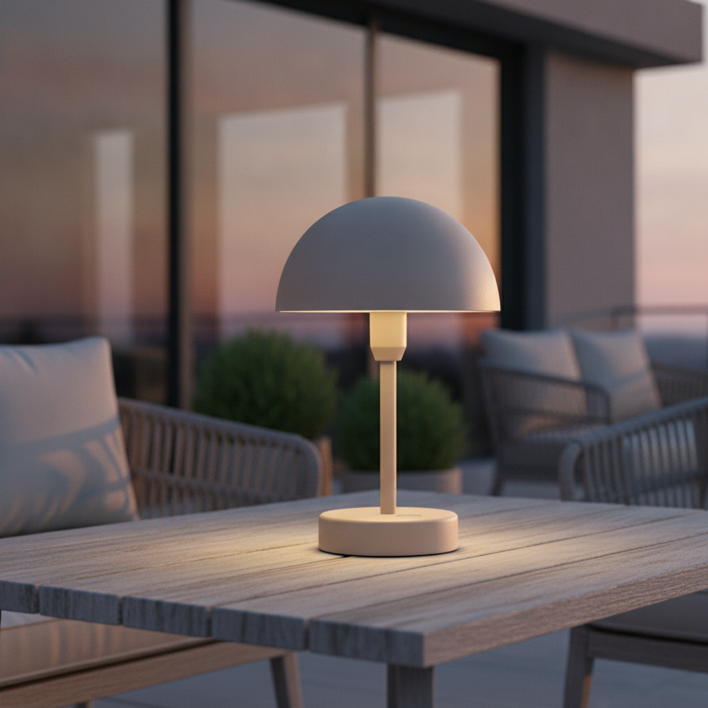 Aluminium Outdoor Battery Light in Beige for Indoor & Outdoor Use