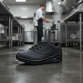 Rubber Slip Resistant Trainers Black for Work Environments