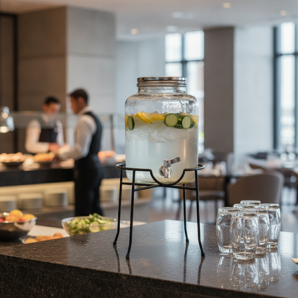 Powder-Coated Steel Drinks Dispenser Stand 185mm for Buffet Setups