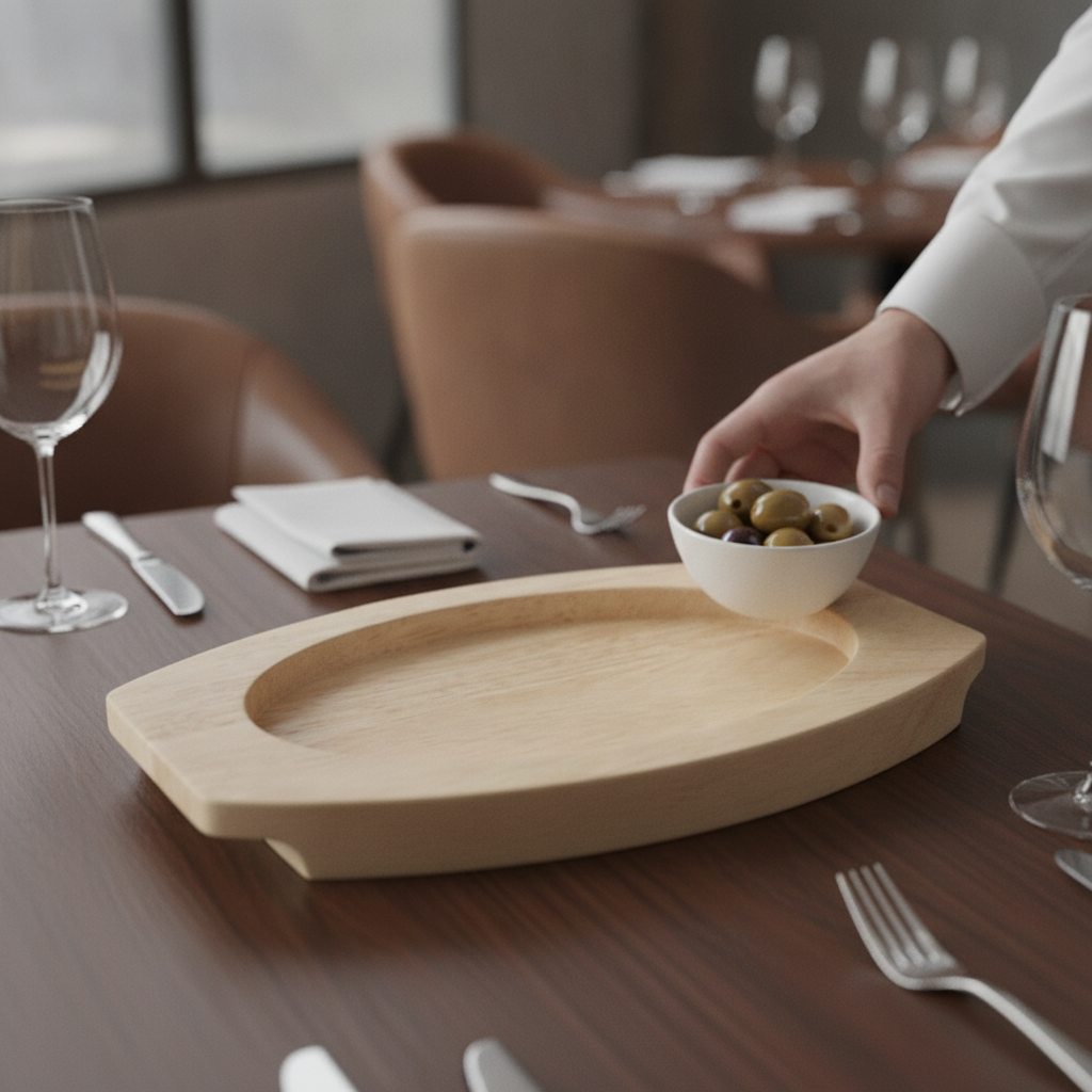 Hevea Wooden Serving Board 210x120mm for Table Service