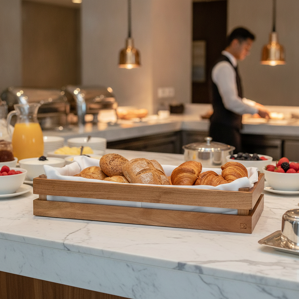 Solid Wood Buffet Crate 105mm for Breakfast Buffets
