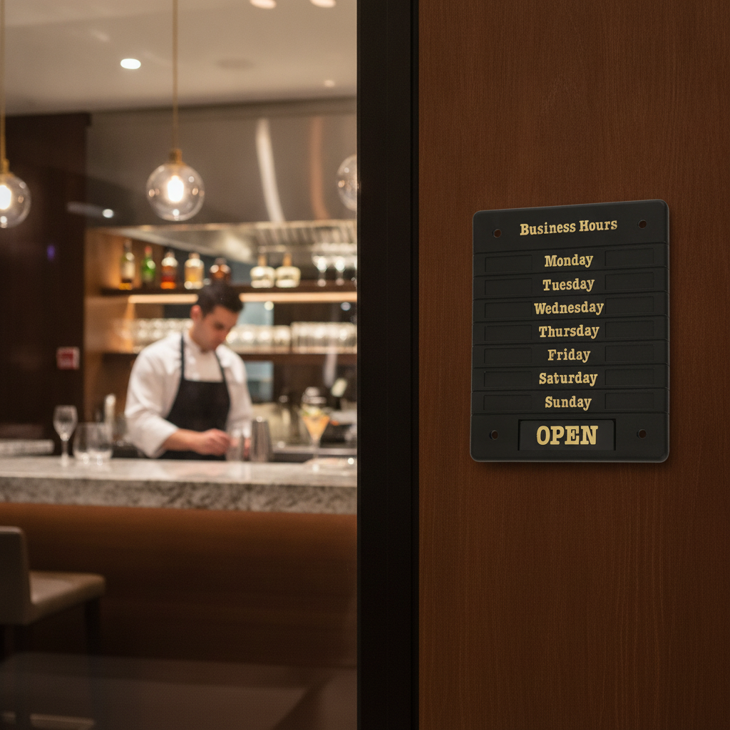 Plastic Opening Time Sign for Easy Customer Notification