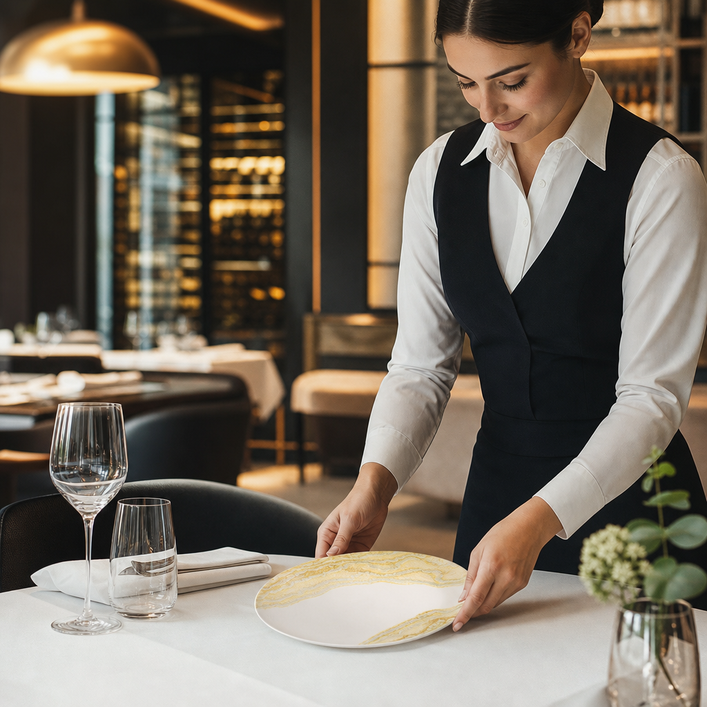 Coupe Plates 220mm Gold Vitrified Ceramic for Modern Hospitality (Pack of 12)