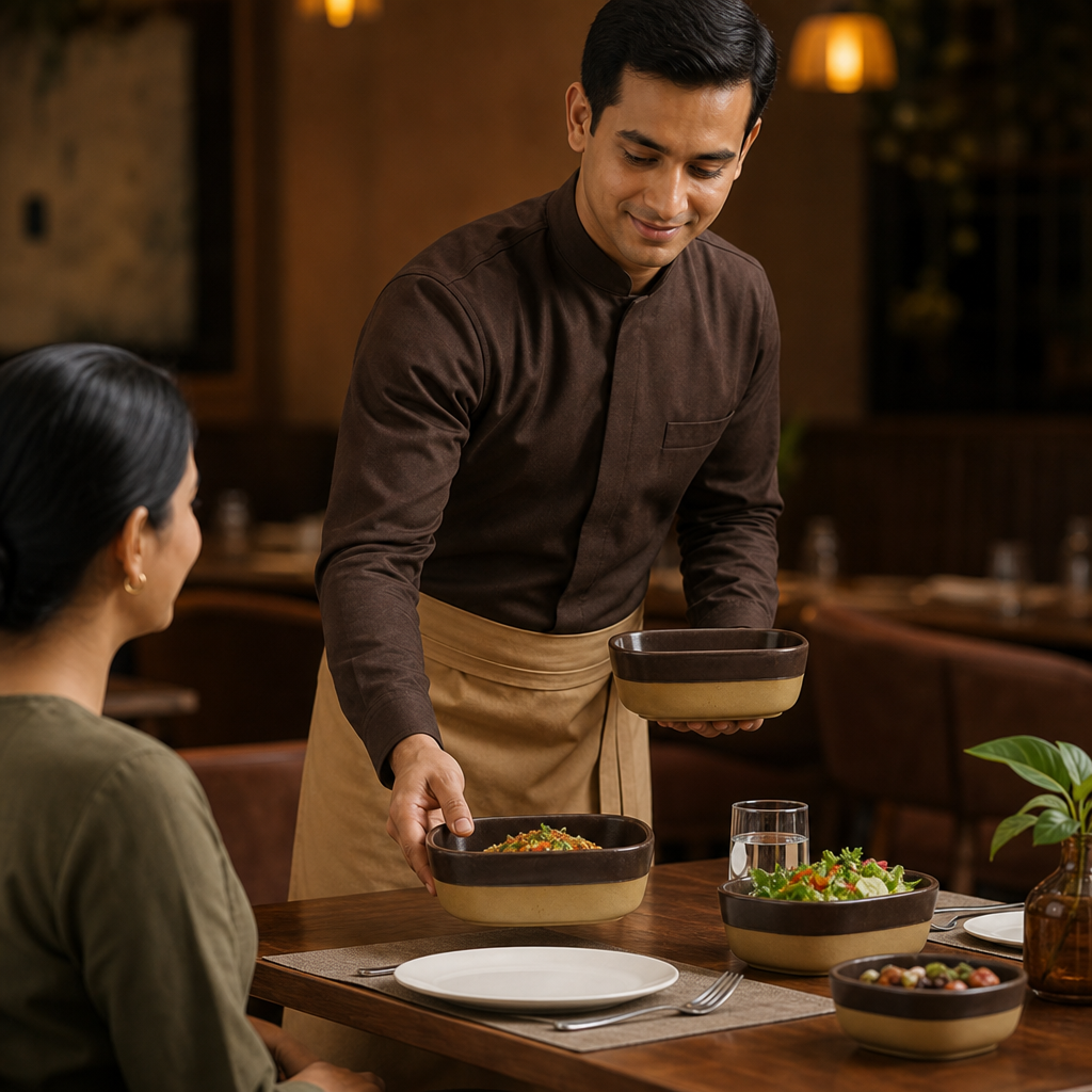 Brown Dishes Brown Vitrified Ceramic for Dining (Pack of 6)