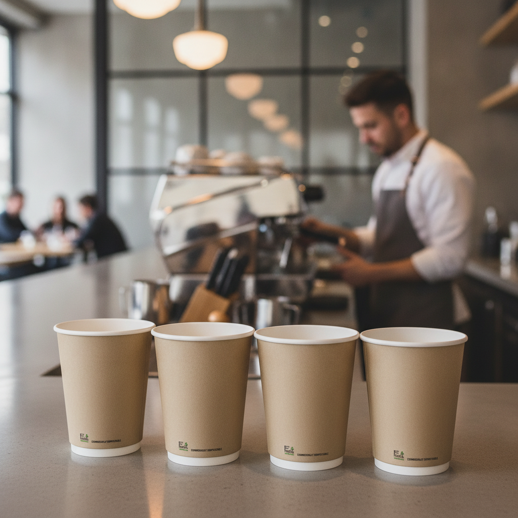 PLA & Paper Compostable Coffee Cups 227ml for Eco-Friendly Events (Pack of 500)