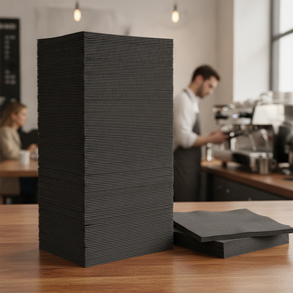 Recyclable Black Lunch Napkins 33x33cm for Bars & Cafés (Pack of 2000)