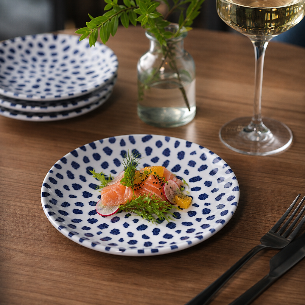 Coupe Plates 165mm Blue Ceramic for Contemporary Dining (Pack of 12)