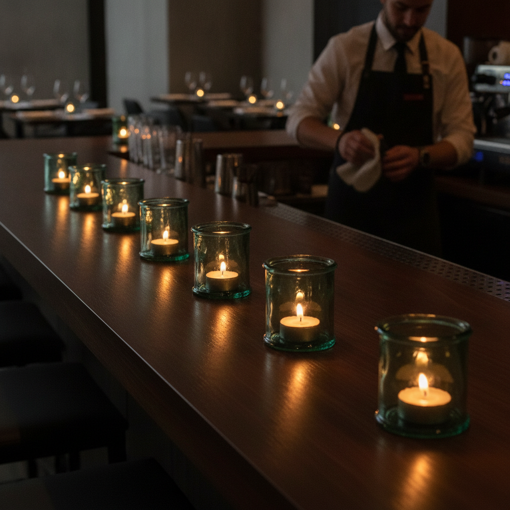 Recycled Glass Candleholders 80mm for Restaurants & Bars
