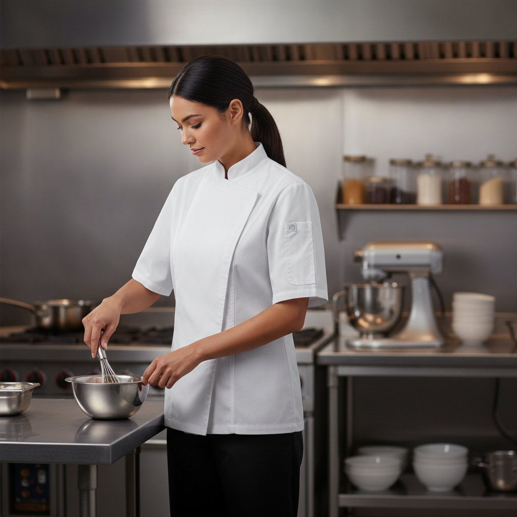 Polycotton White Women's Chef Jacket for Busy Kitchens